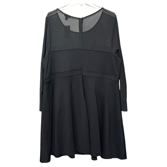 Torrid Long-Sleeve Mesh-Studded Fit-N-Flare Combo Skater Dress Black 3X - Picture 3 of 6